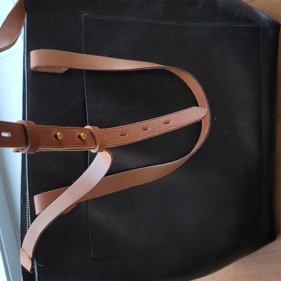 Madewell Bags Madewell Zip Top Medium Transport Tote Blackbrown